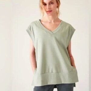 Athleta Retro Terry V-Neck Sleeveless Sweatshirt